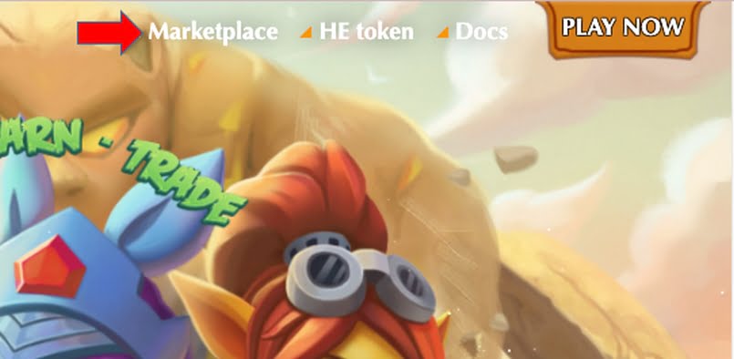 Mục Marketplace của game Heroes & Empires tạo HE token