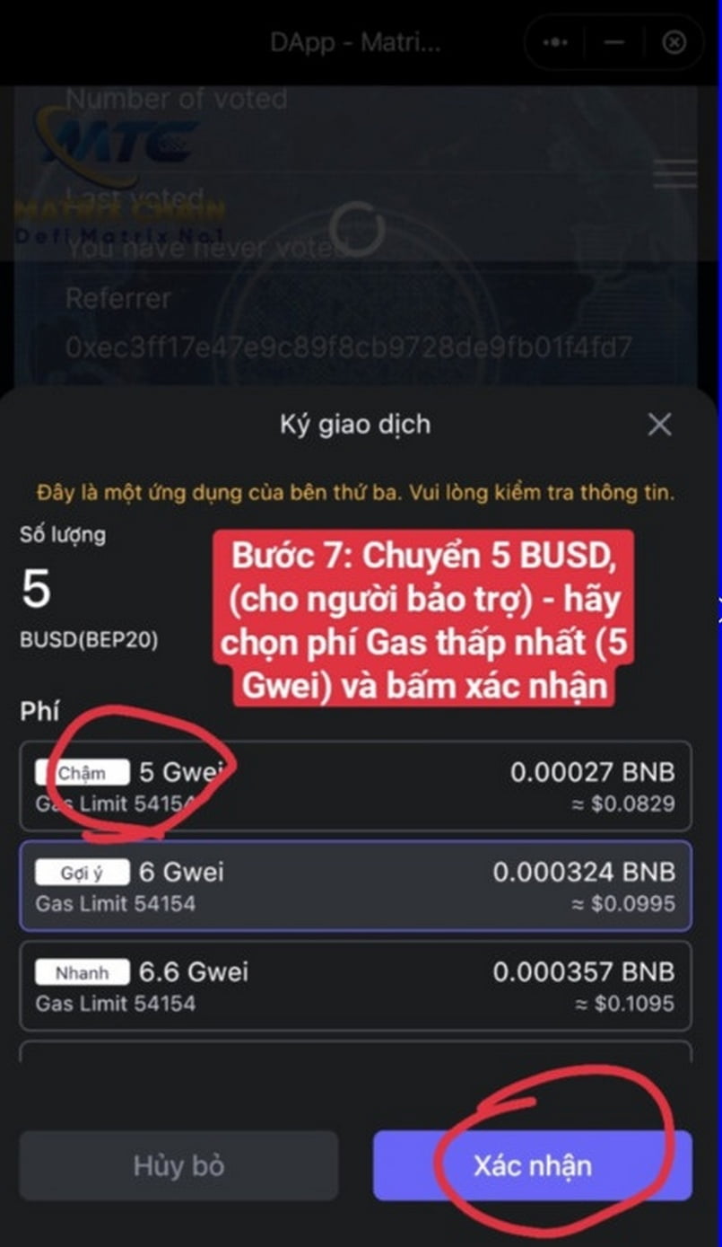 Chuyển phí cho người giới thiệu Matrix Chain là gì?