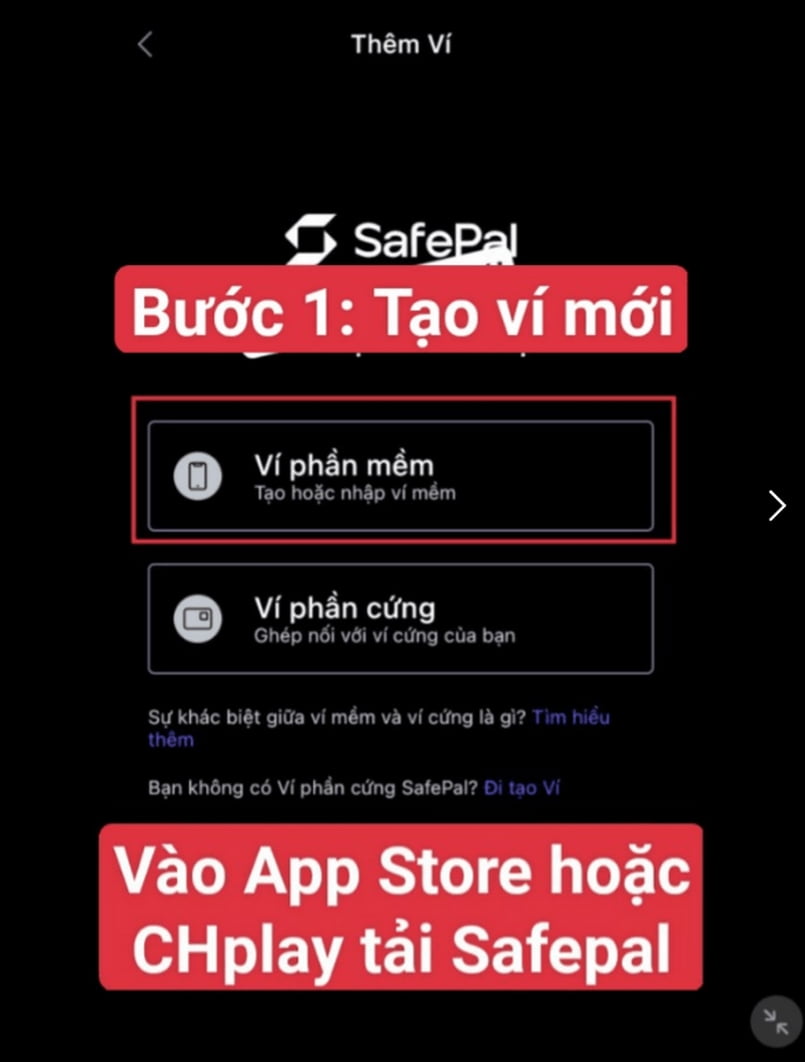 Click vào mục Tạo ví mới