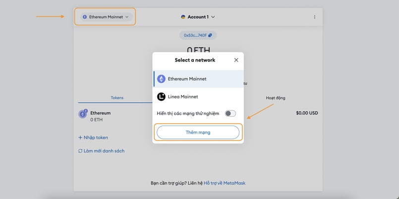 Thêm mạng Arbitrum vào Metamask sẵn có